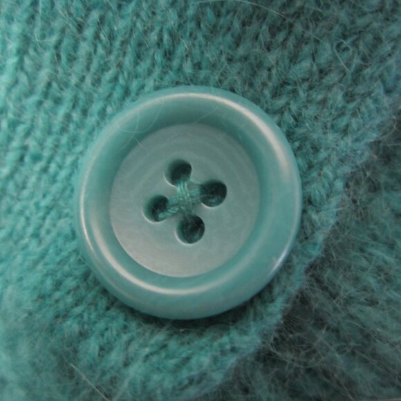 Vtg Banana Republic Women Small Turquoise Blue LS Cable Knit Angora Wool Sweater - Picture 6 of 12